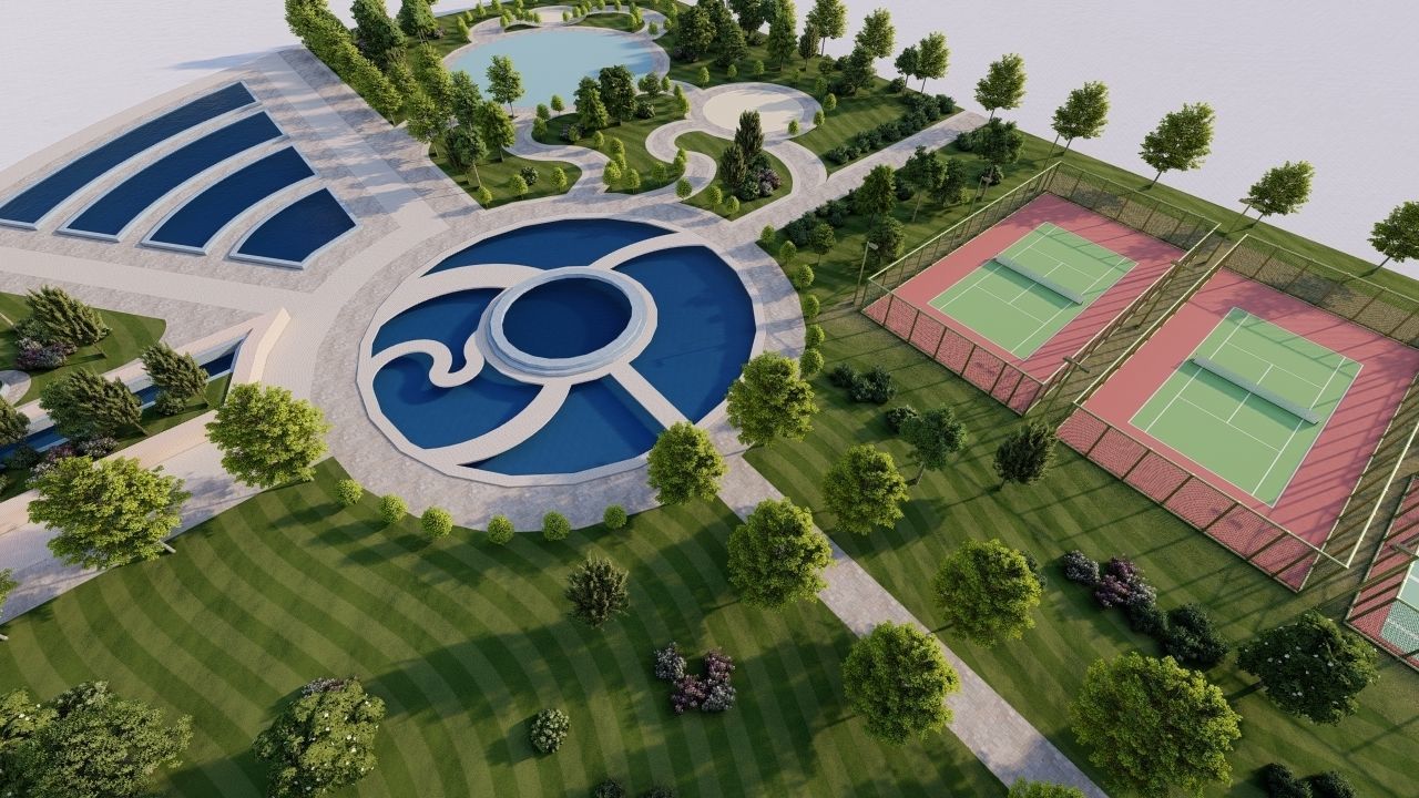 park-public park-Private Park Landscape 3D model_2
