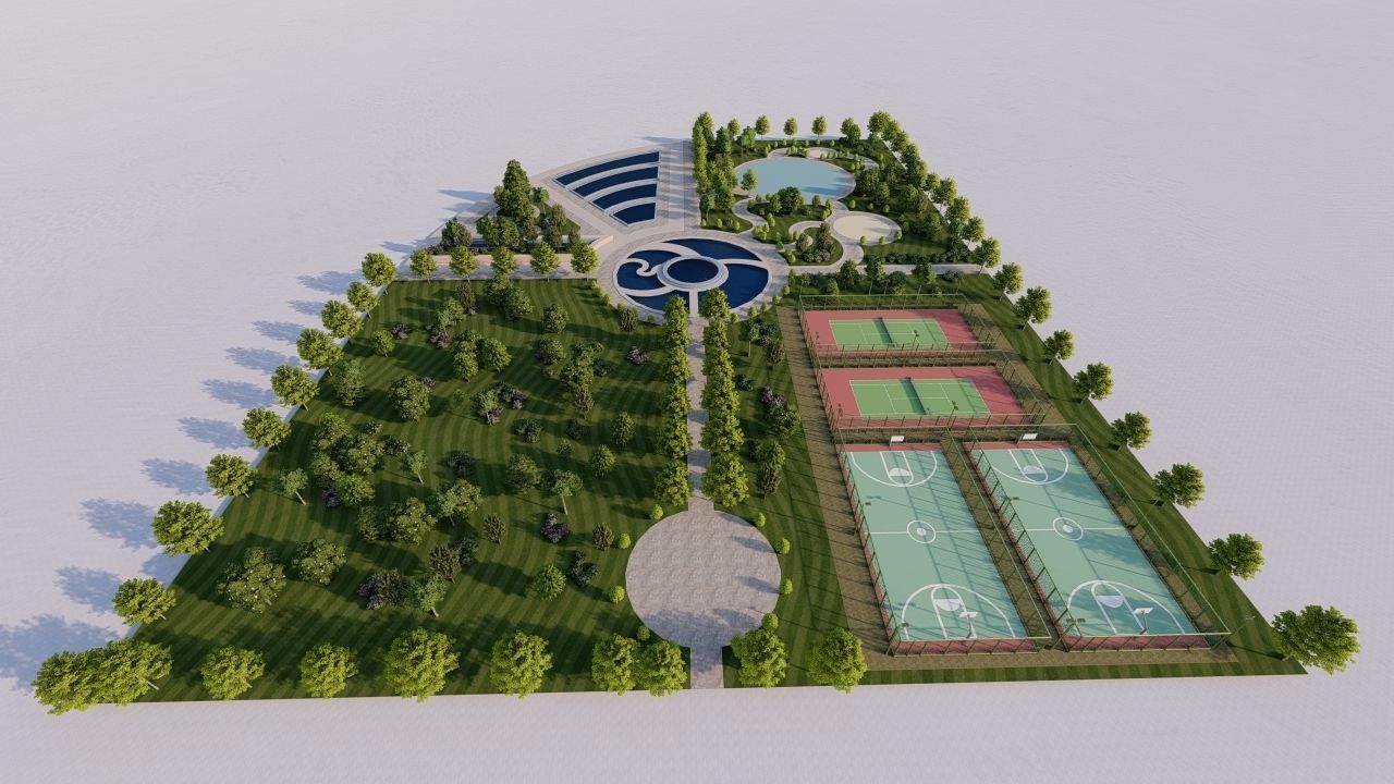 park-public park-Private Park Landscape 3D model_26