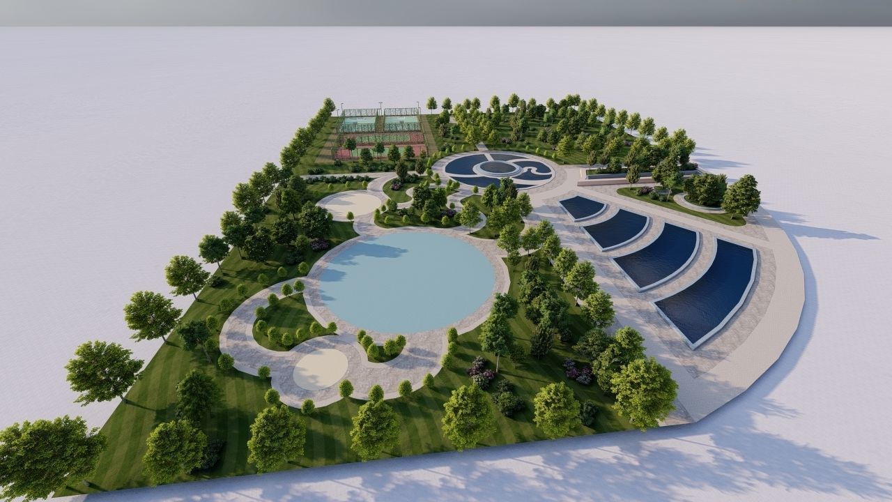 park-public park-Private Park Landscape 3D model_3