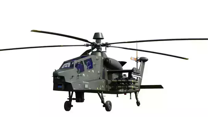 4 coatings of Chinese New Heavy attack helicopter Z21 Low-poly 3D model