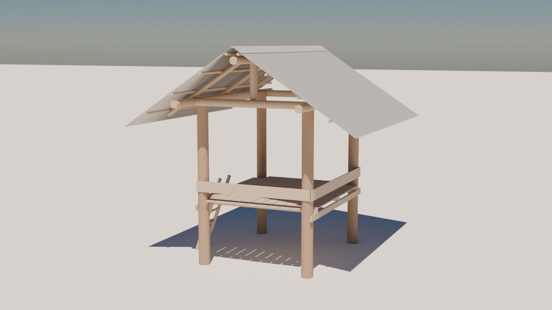 Hut in the rice field 3D model_2