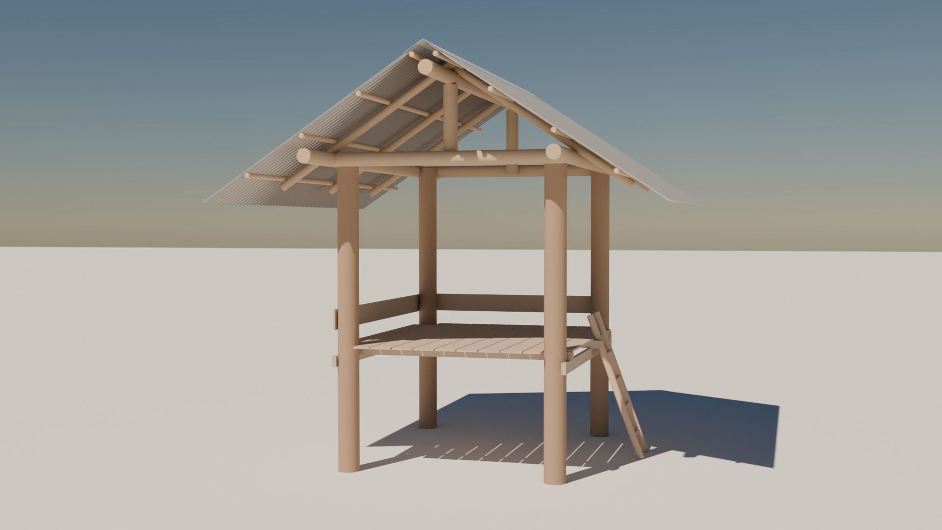 Hut in the rice field 3D model_3