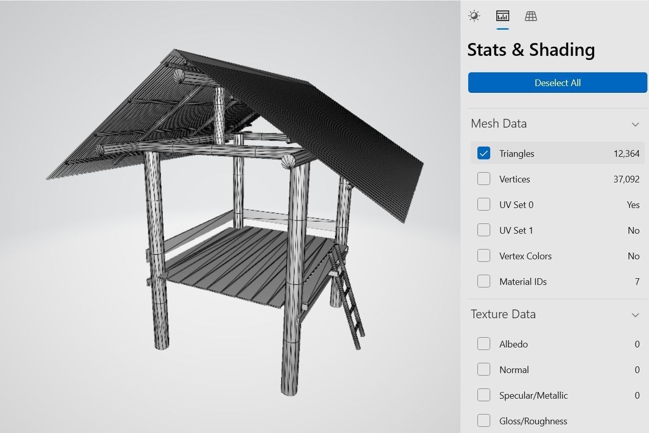 Hut in the rice field 3D model_5