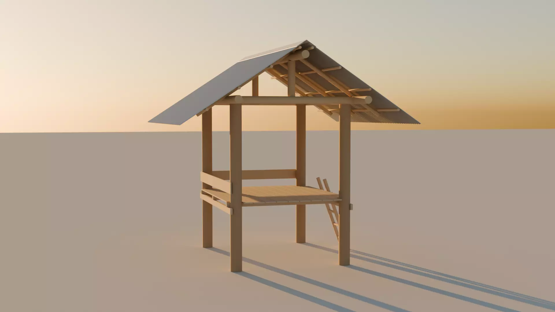Hut in the rice field 3D model_0