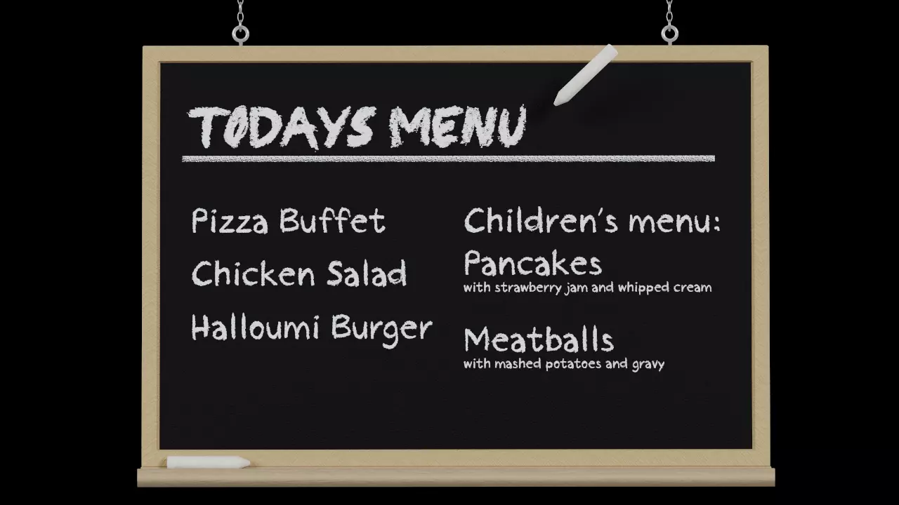 Black board lunch menu 2024 Low-poly 3D model