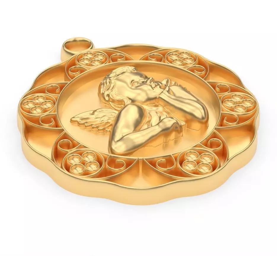 Pendant with an angel 3D print model