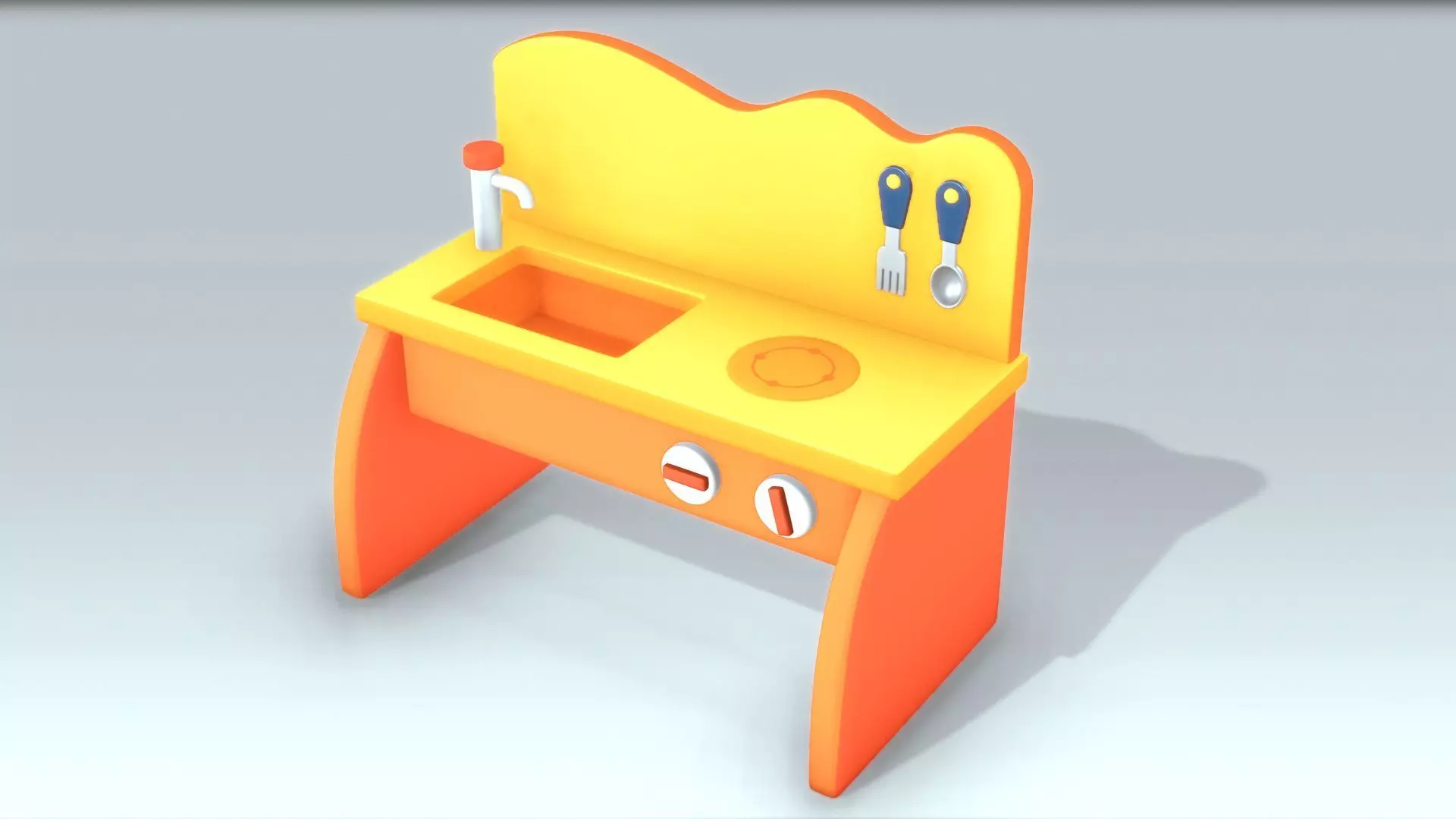 Toy kitchen Counter Low-poly 3D model_0