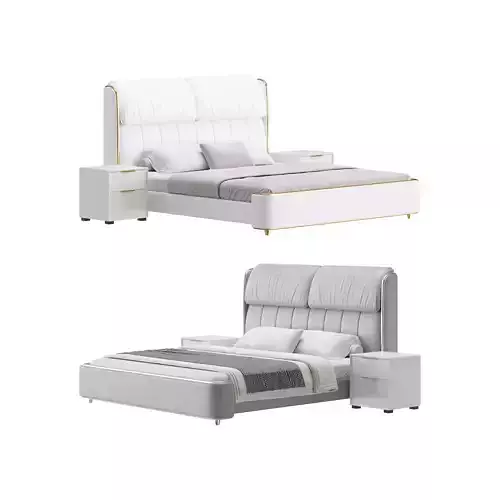 Elegant White Pine Wood Panel Bed