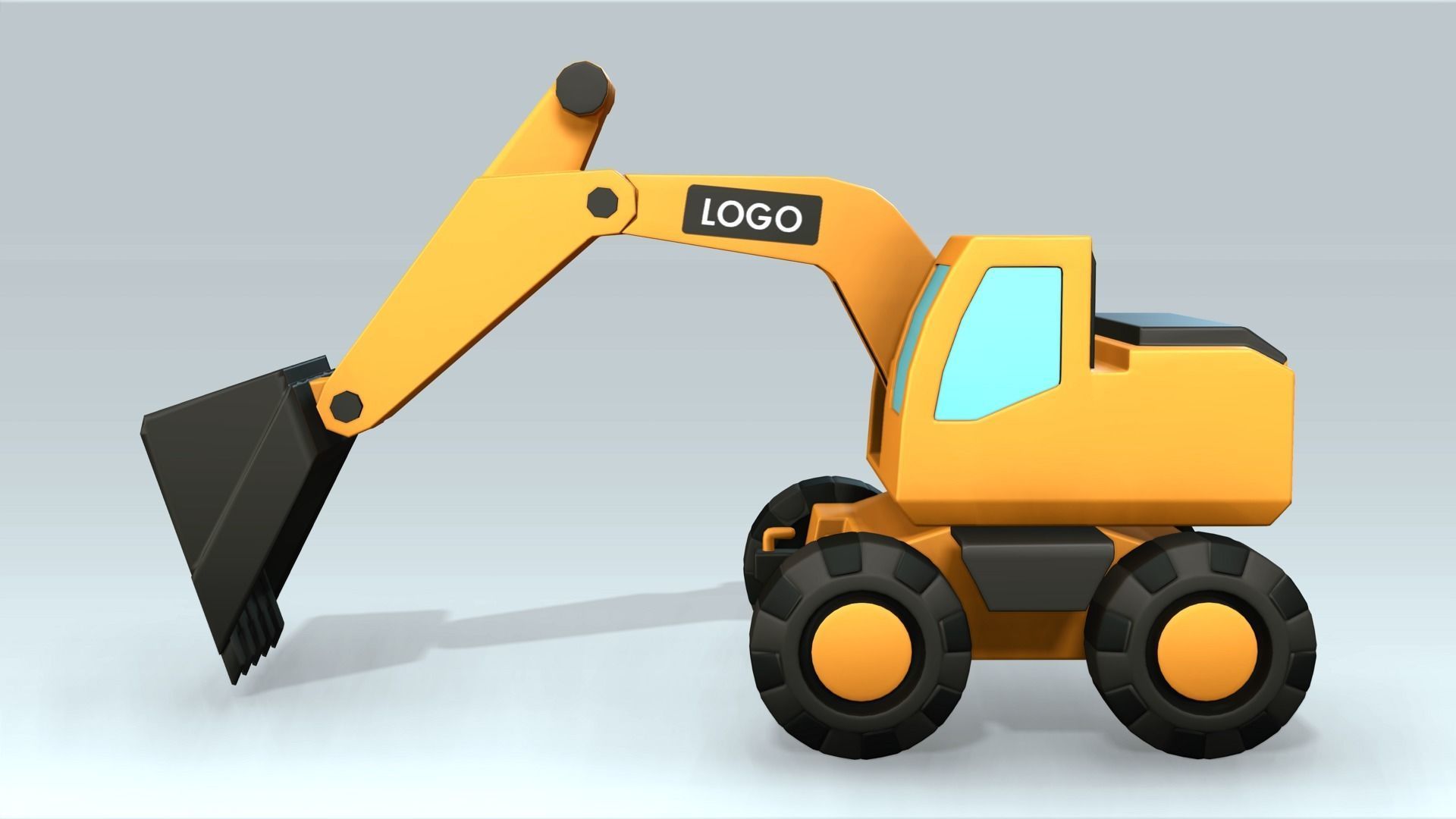 Excavator Toy Car Low-poly 3D model_3