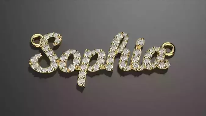 Sophia name plate with gems