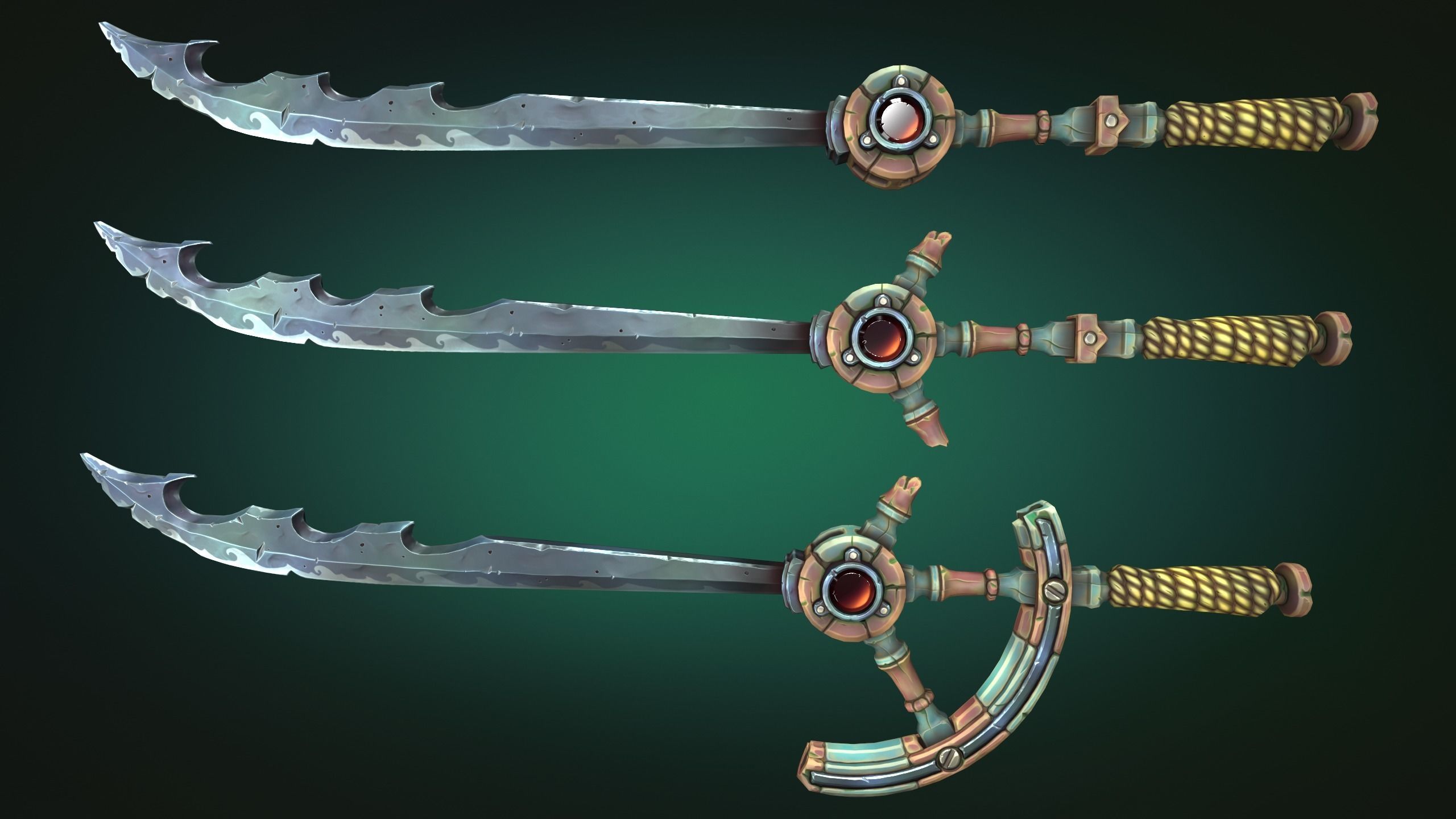 Coastal weapons collection Low-poly 3D model_9