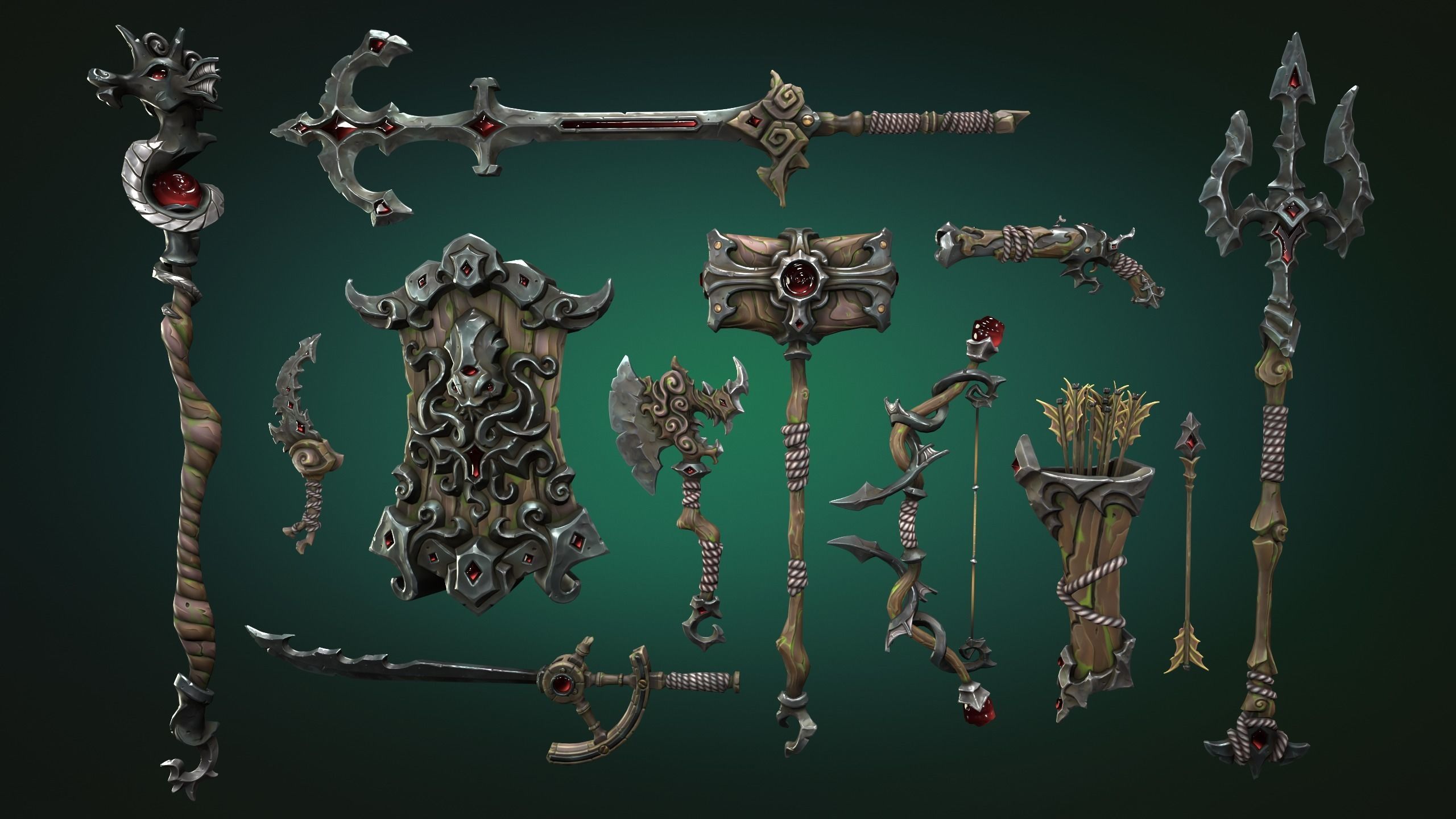Coastal weapons collection Low-poly 3D model_8