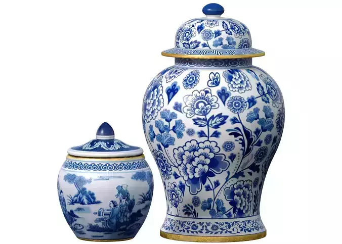 Traditional Ceramic Decorative Vase Urn and Jar Chinese Style 