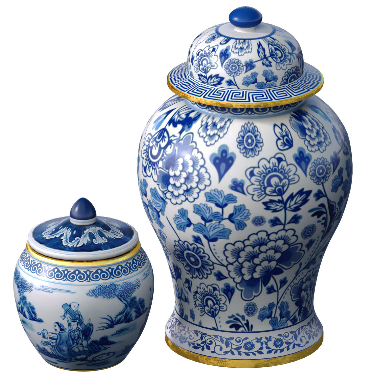Traditional Ceramic Decorative Vase Urn and Jar Chinese Style  3D model_1