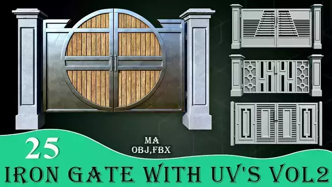 25 Iron Gate With UVs Vol 2 Low-poly 3D model