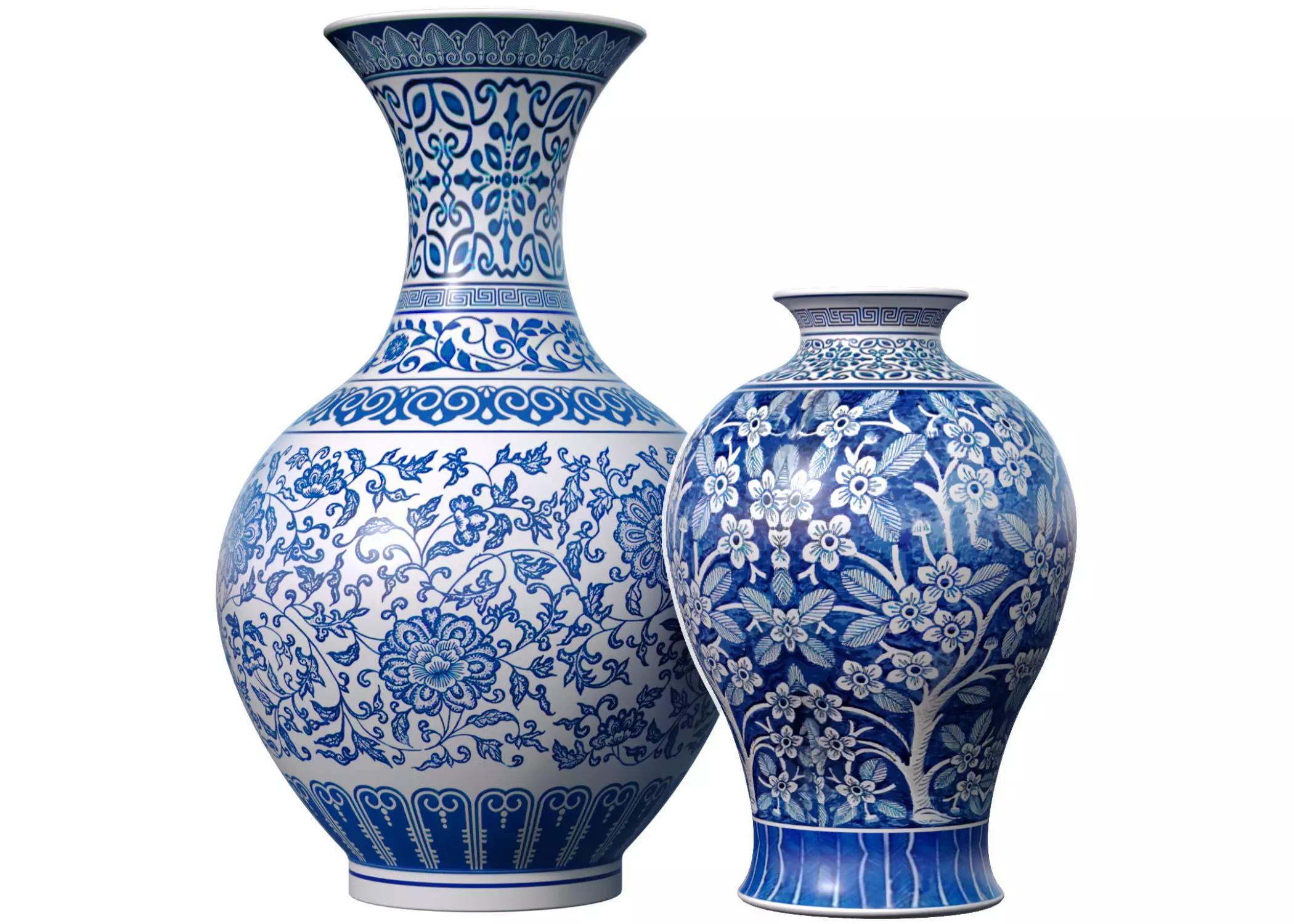 Decorative porcelain vase flowerpot pot urn jar Chinese style  3D model_0