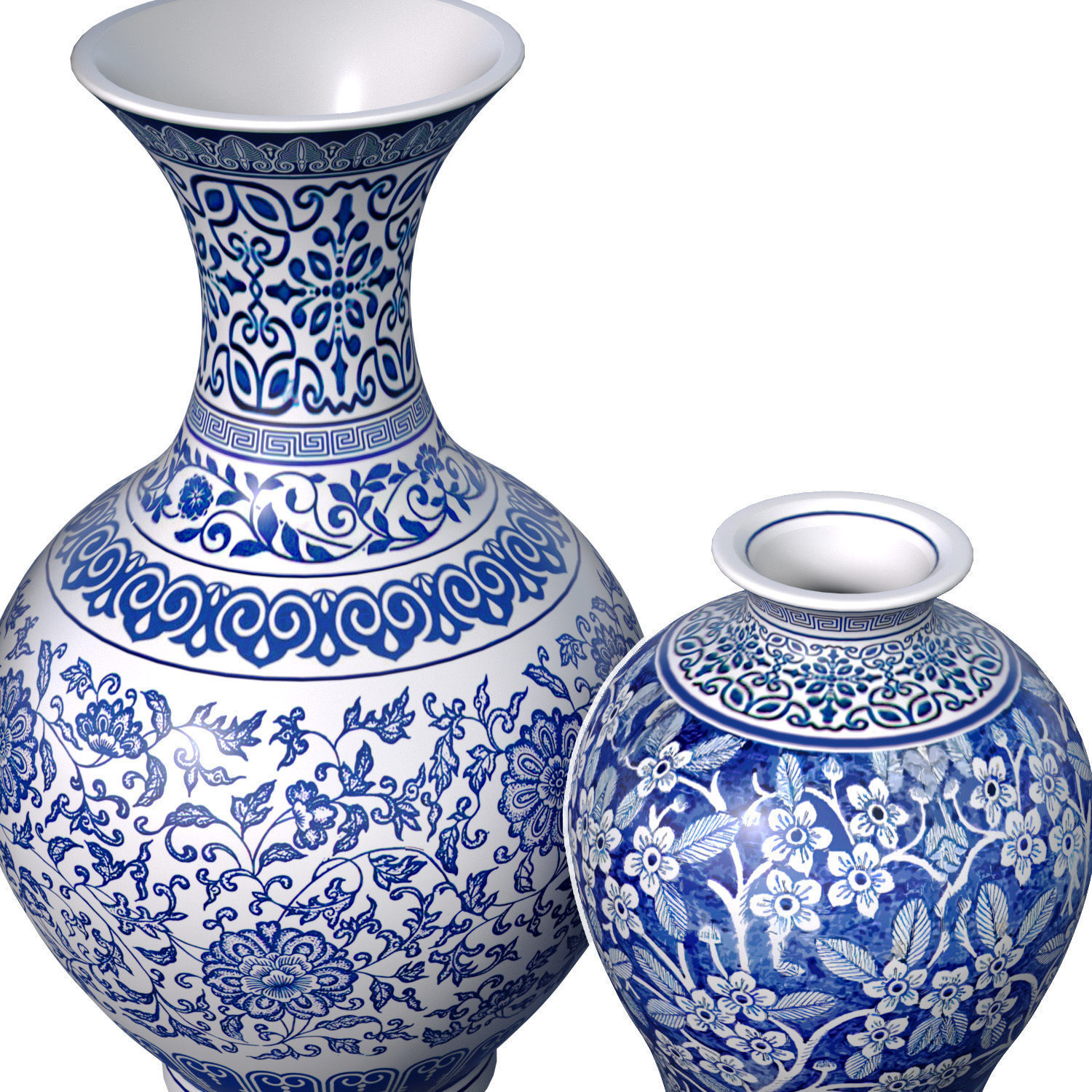 Decorative porcelain vase flowerpot pot urn jar Chinese style  3D model_1