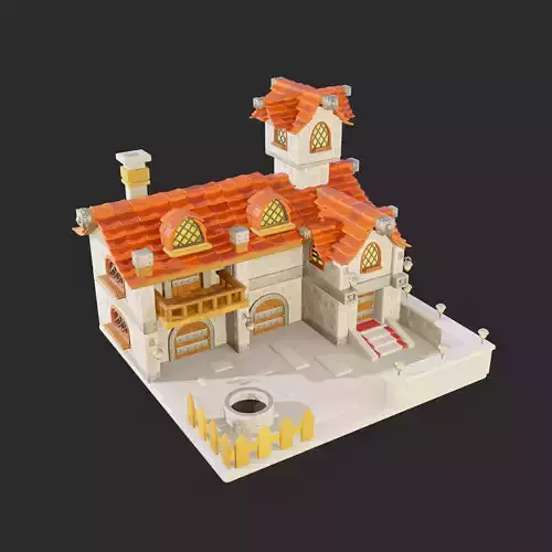 Cartoon Village House Diorama