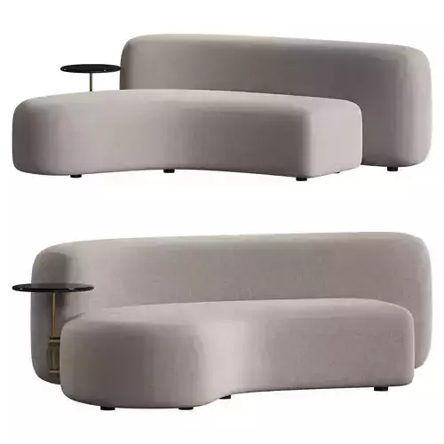 Mythos Left Sofa With Glass Side Table