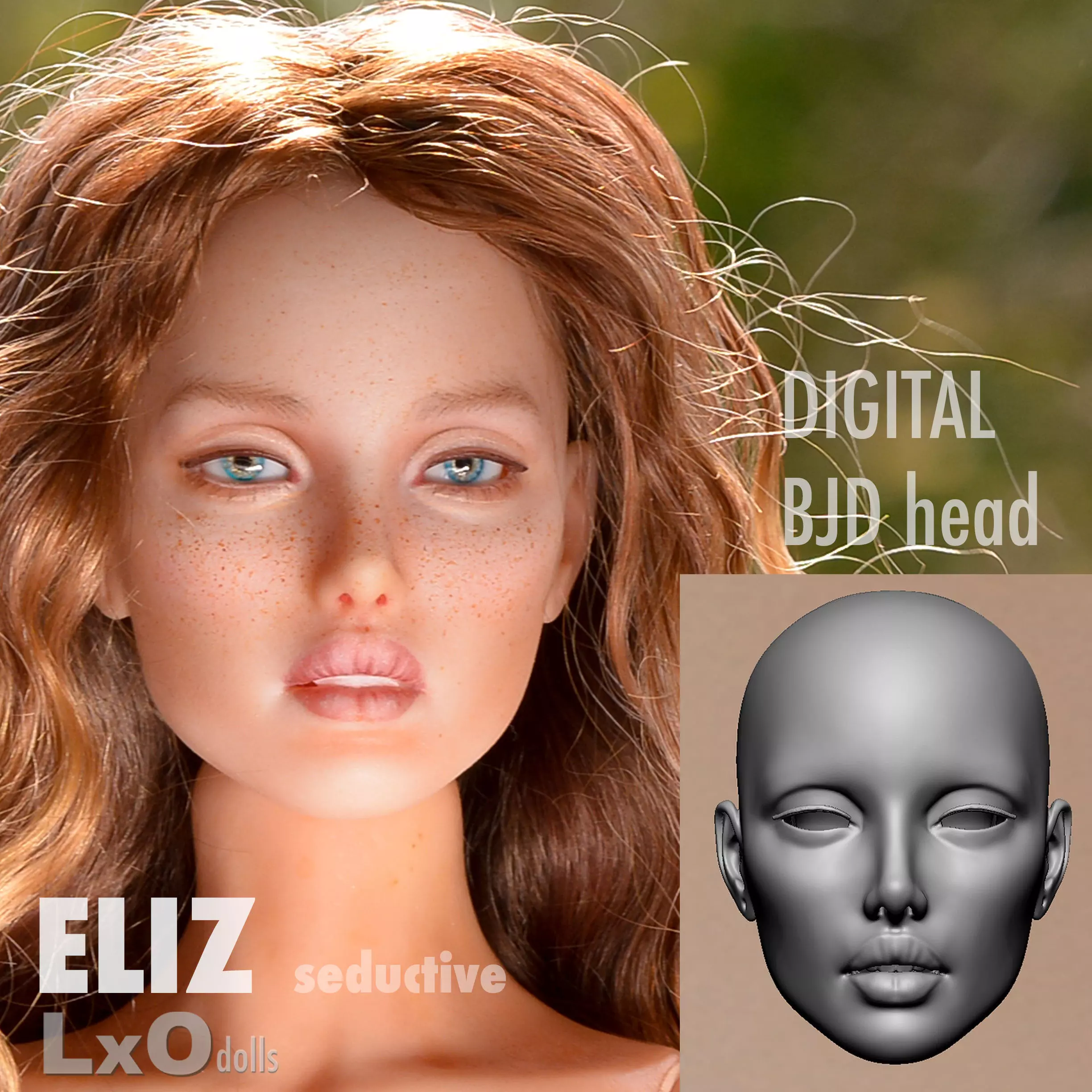 3D BJD doll Head Faceplate 3D print - ELIZ 3D print model
