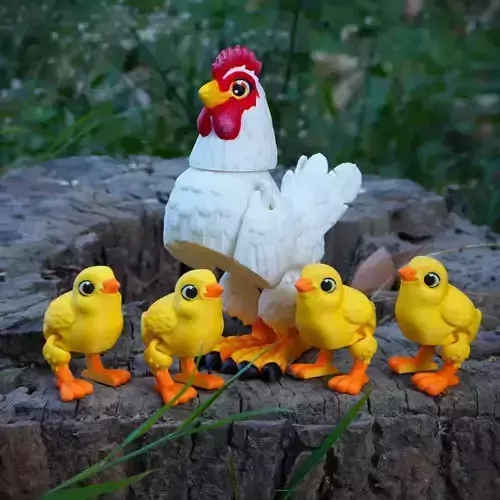 PRINT IN PLACE FLEXI HEN AND CHICKS