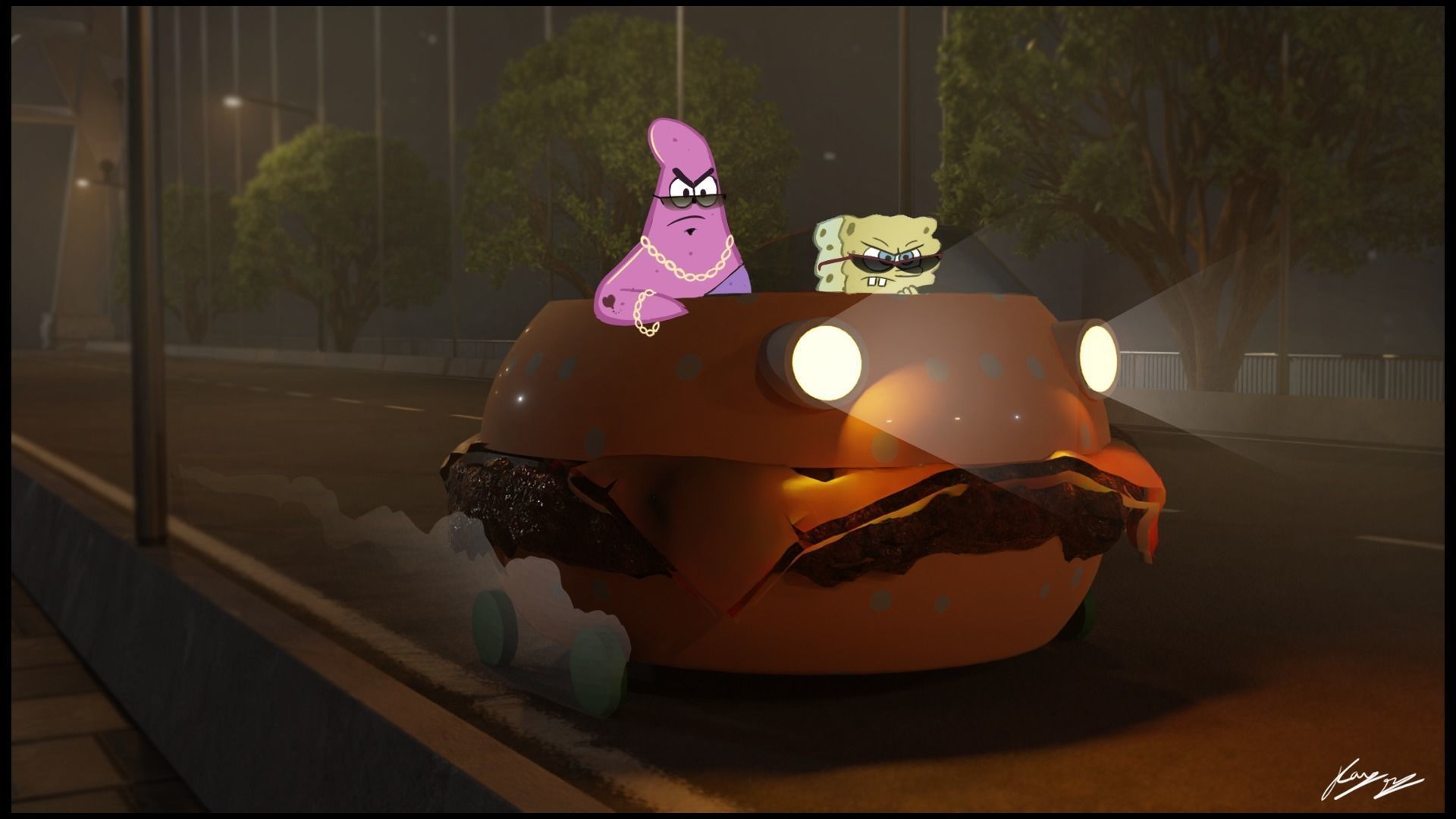 Spongebob Patty Wagon Low-poly 3D model_5