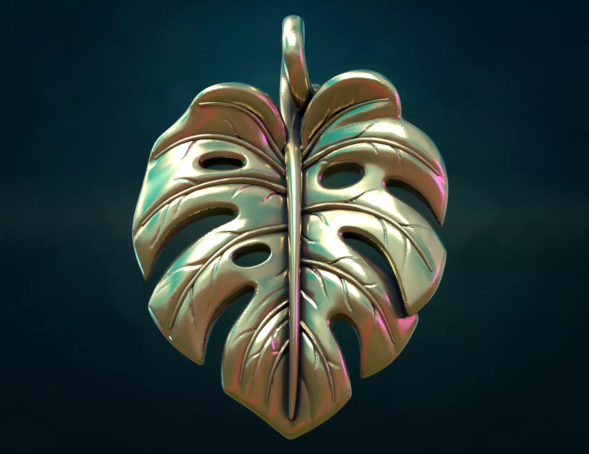 Monstera Pendant 3D print model_0