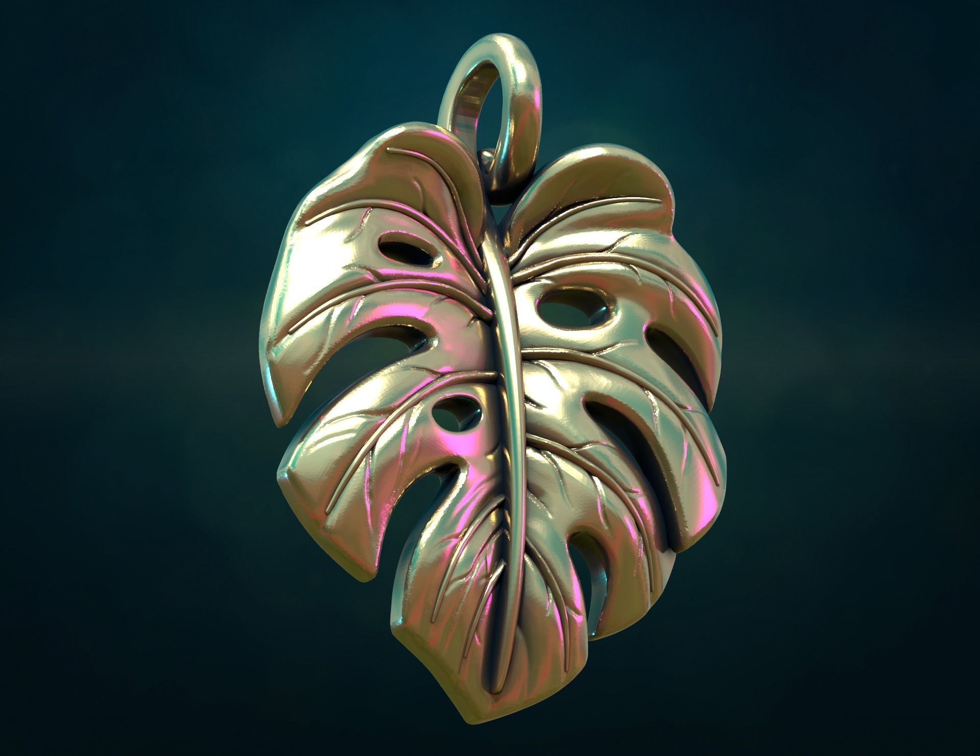 Monstera Pendant 3D print model_8