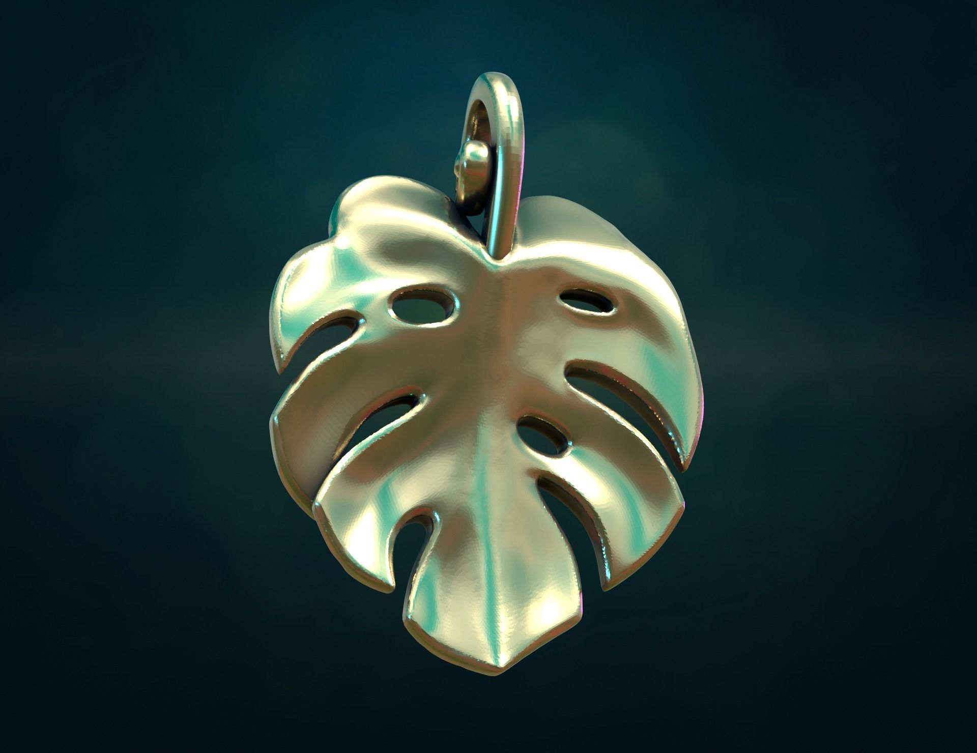 Monstera Pendant 3D print model_5