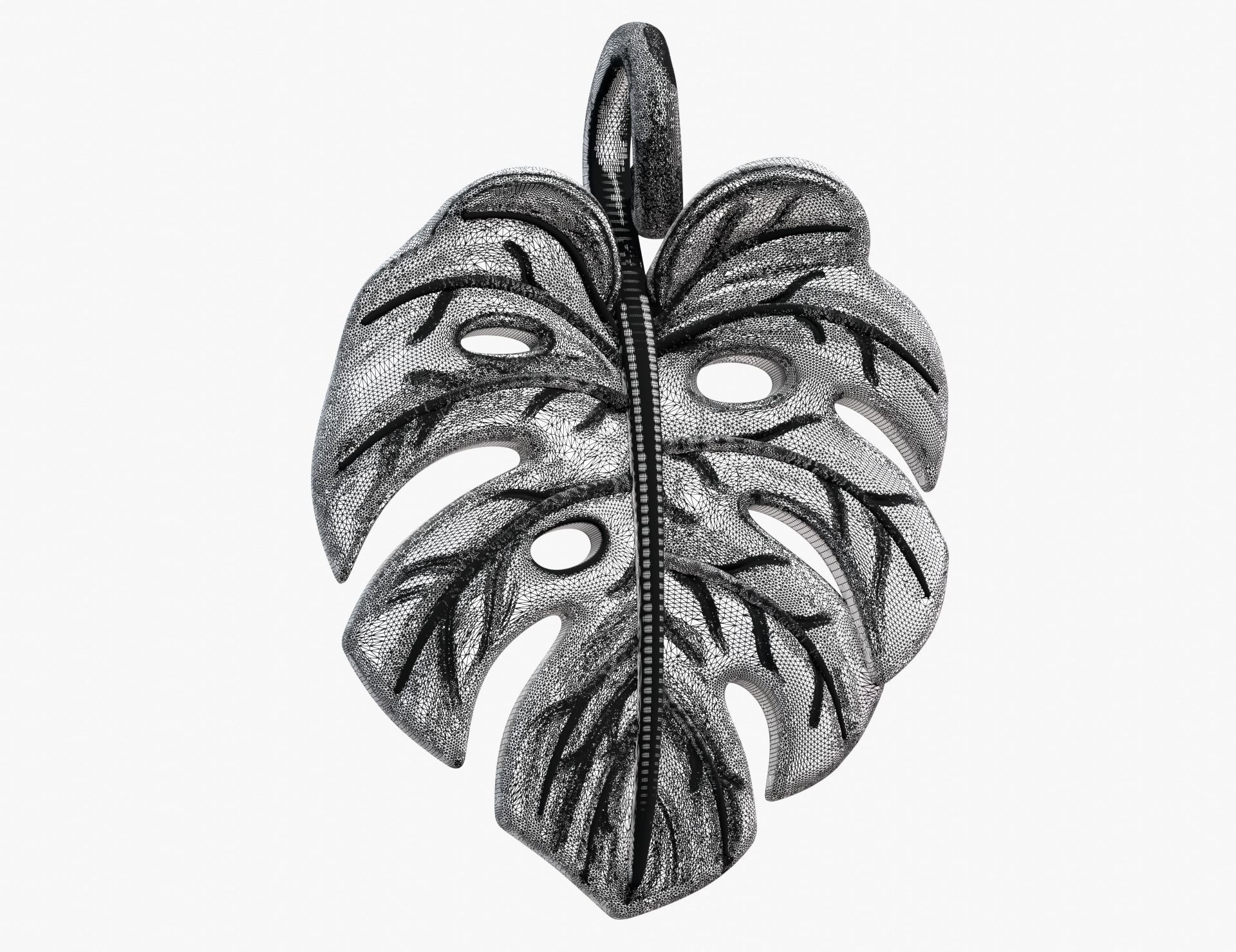 Monstera Pendant 3D print model_10