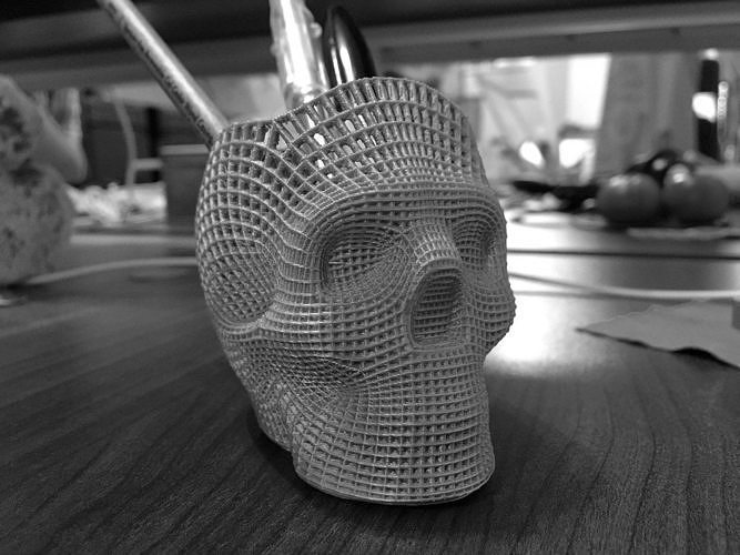 Wireframe Skull Pencil Holder 3D print model