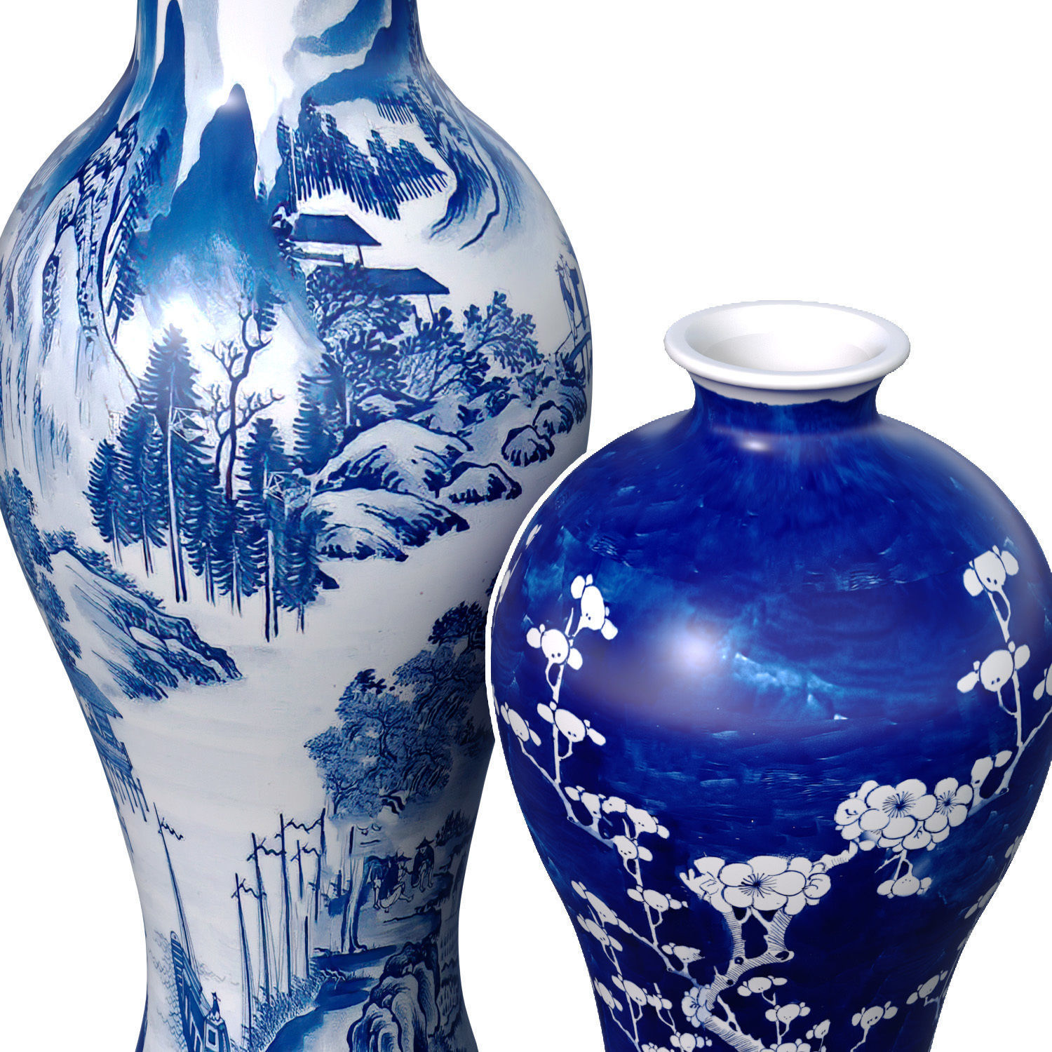 Decorative Floor vase flowerpot pot urn jar Chinese Style 3D model_1