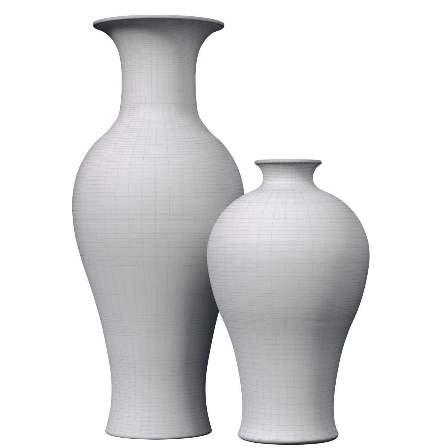 Decorative Floor vase flowerpot pot urn jar Chinese Style 3D model_2