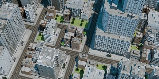 City Downtown Skyscraper Street Low-poly 3D model 5