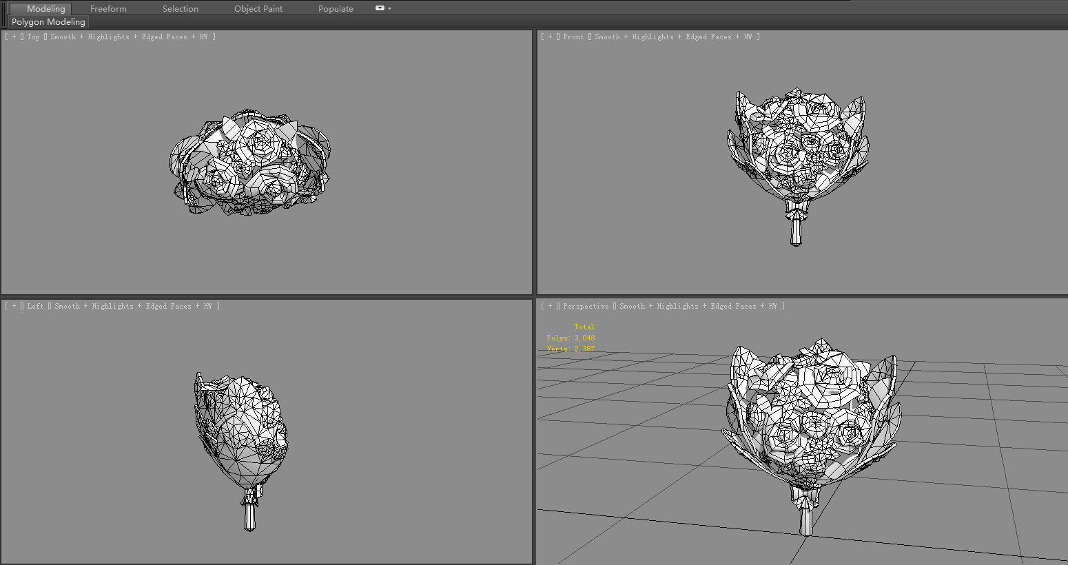 A bouquet of flowers Low-poly 3D model_5