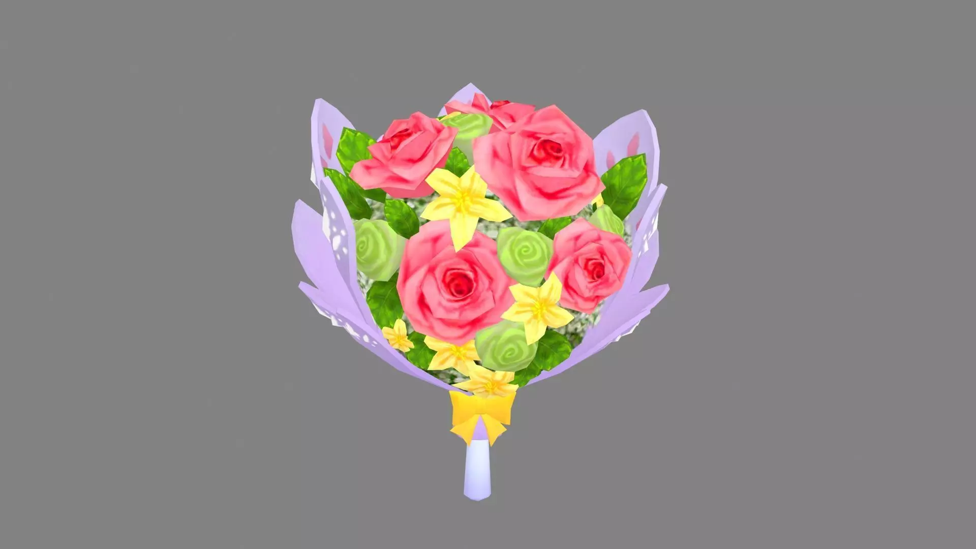 A bouquet of flowers Low-poly 3D model_0