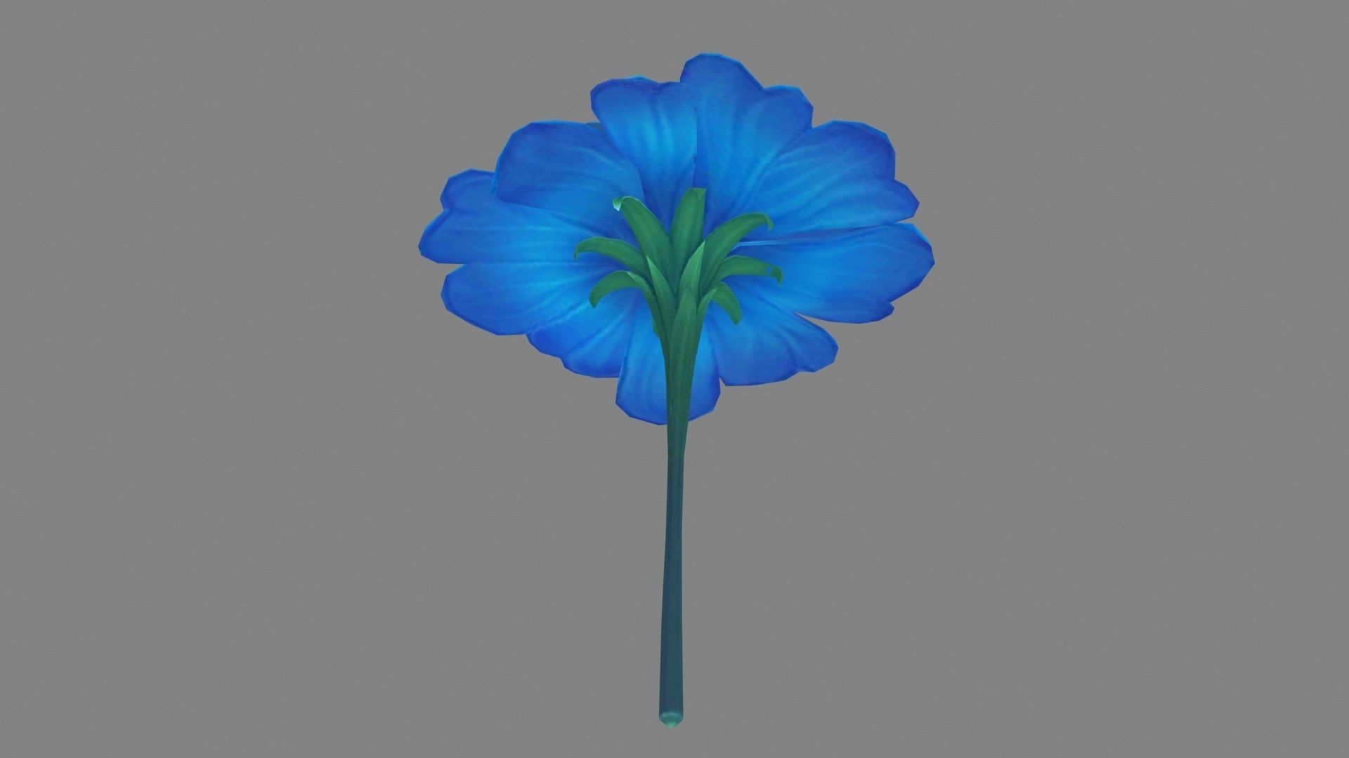 A blue flower Low-poly 3D model_3