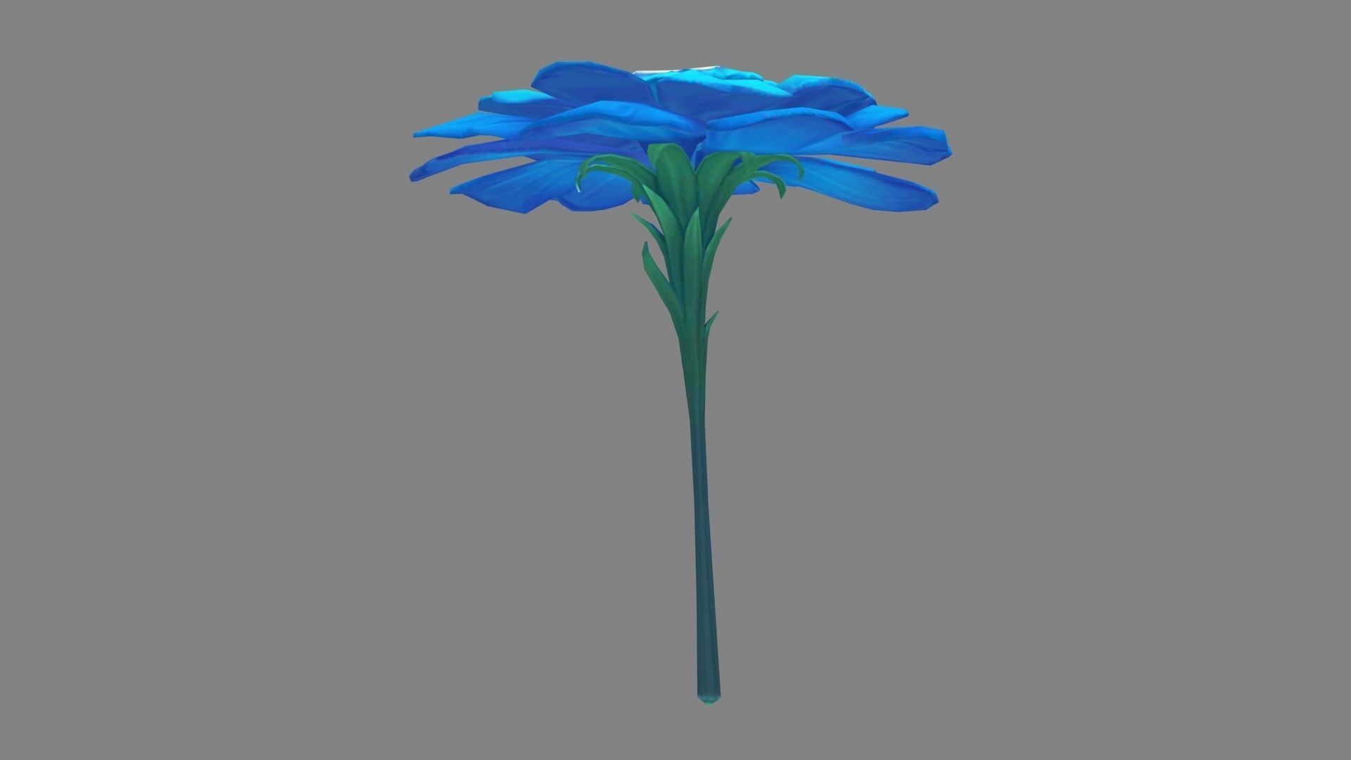 A blue flower Low-poly 3D model_2