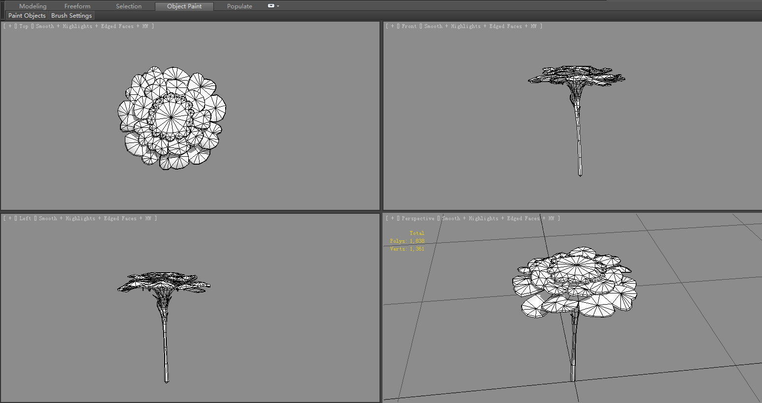 A blue flower Low-poly 3D model_6