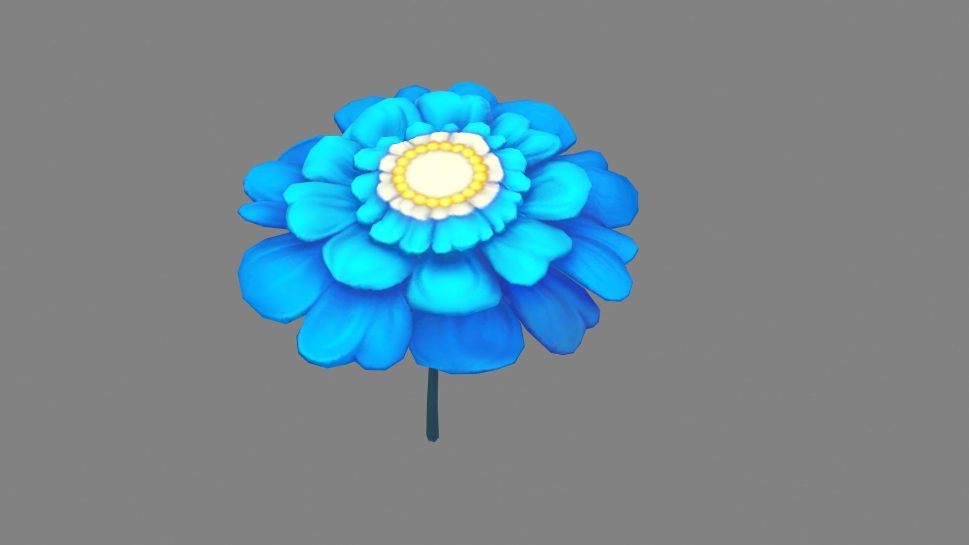 A blue flower Low-poly 3D model_1