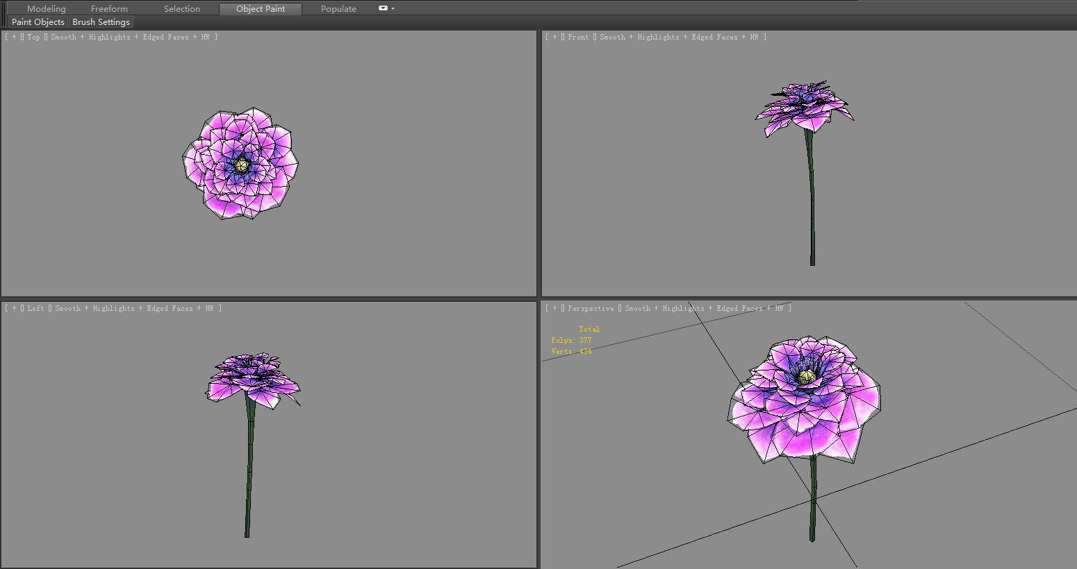 A purple flower Low-poly 3D model_5