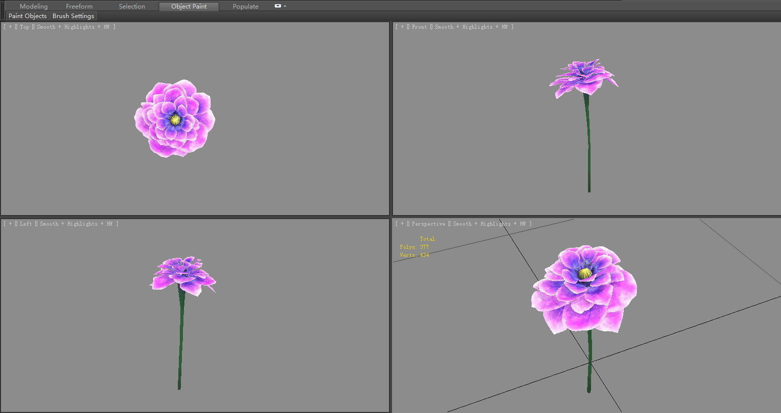 A purple flower Low-poly 3D model_4