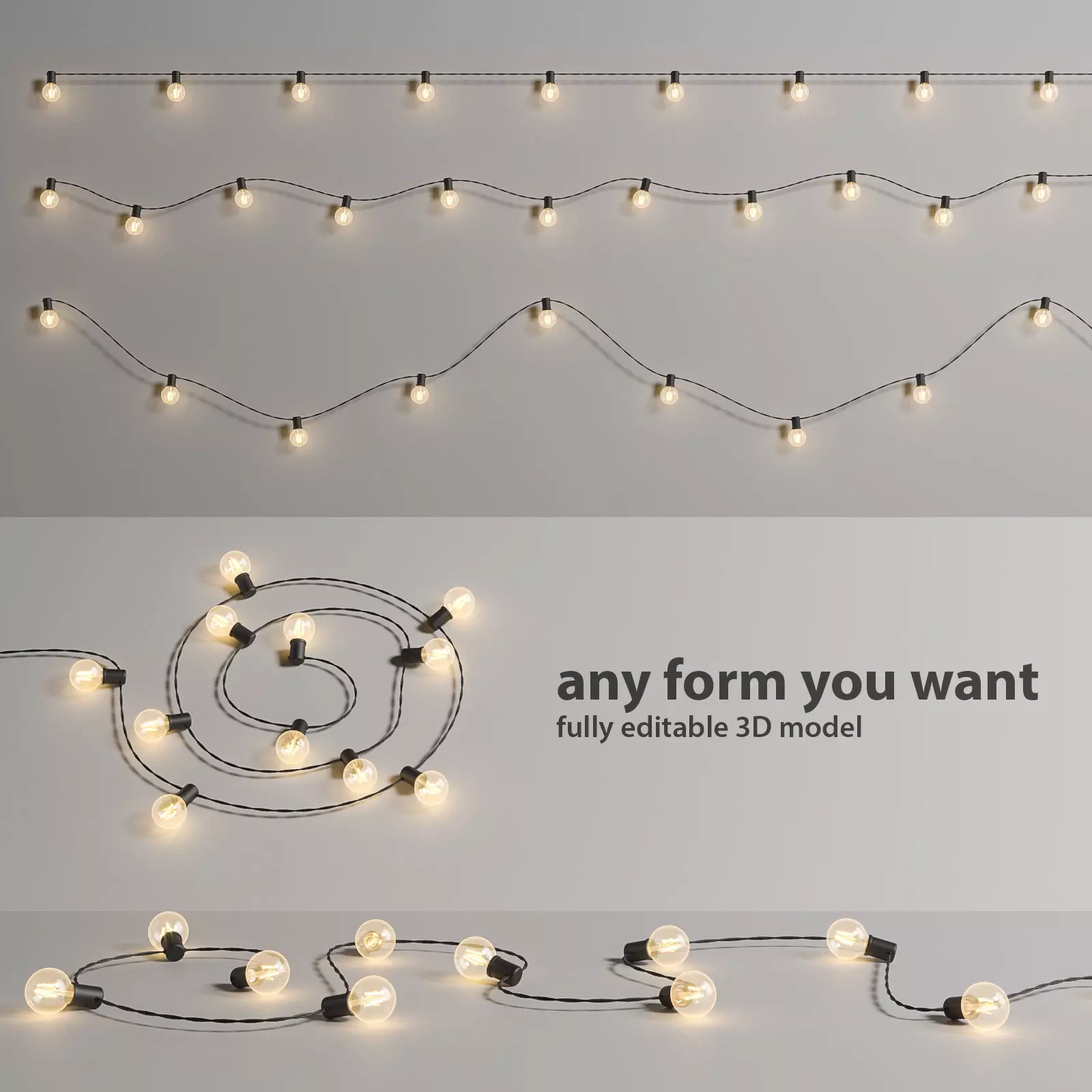 Editable Garland Lights Set 2 3D model_0