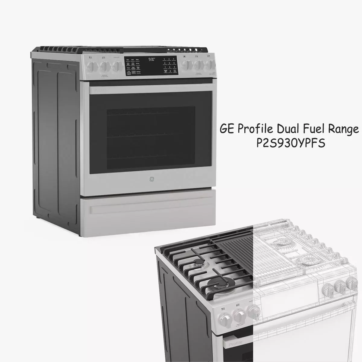 GE ProfileDual Fuel Range P2S930YPFS 3D model