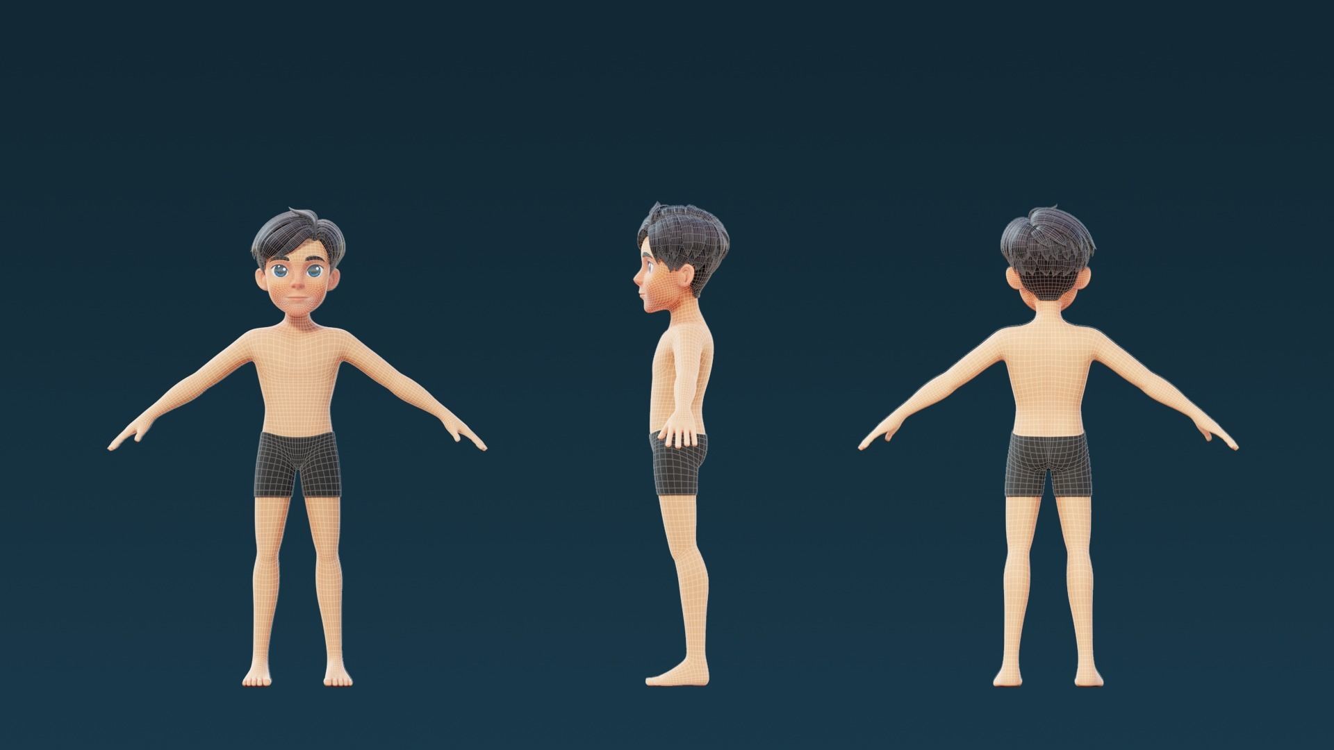 Cartoon Base Mesh Teen Male 3D model | CGTrader