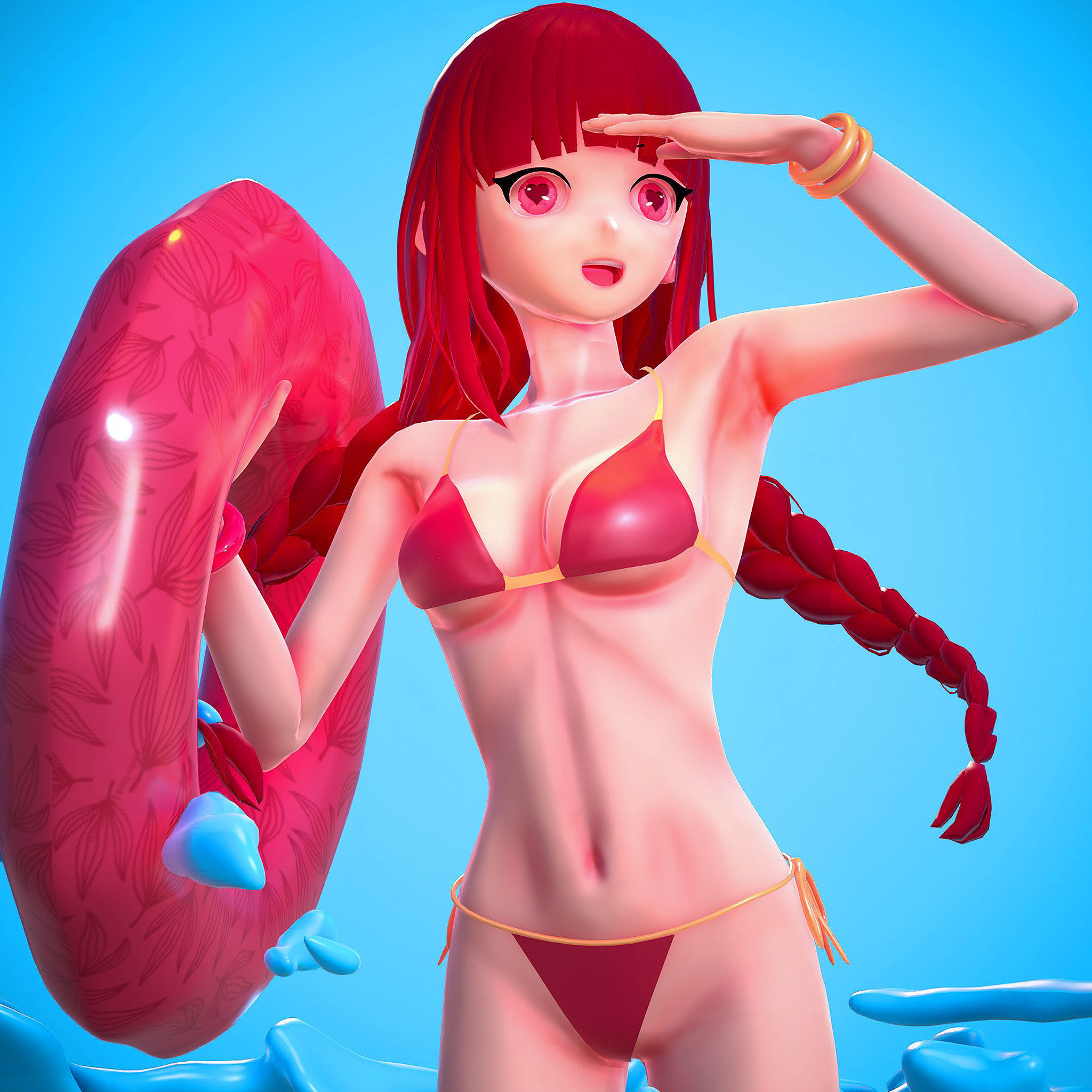 Beach Anime Girl Low-poly 3D model_14