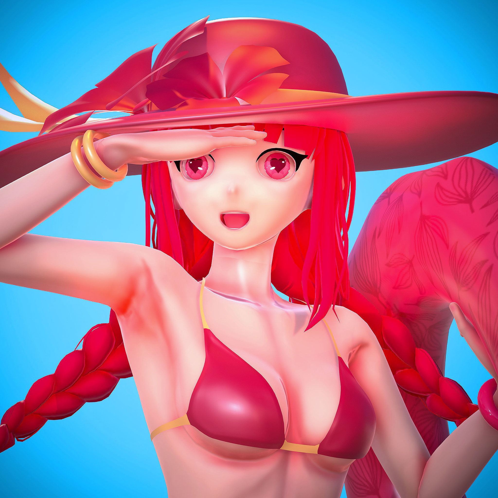 Beach Anime Girl Low-poly 3D model_9