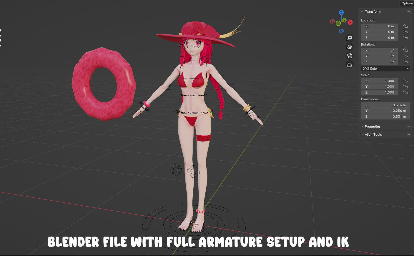 Beach Anime Girl Low-poly 3D model_19