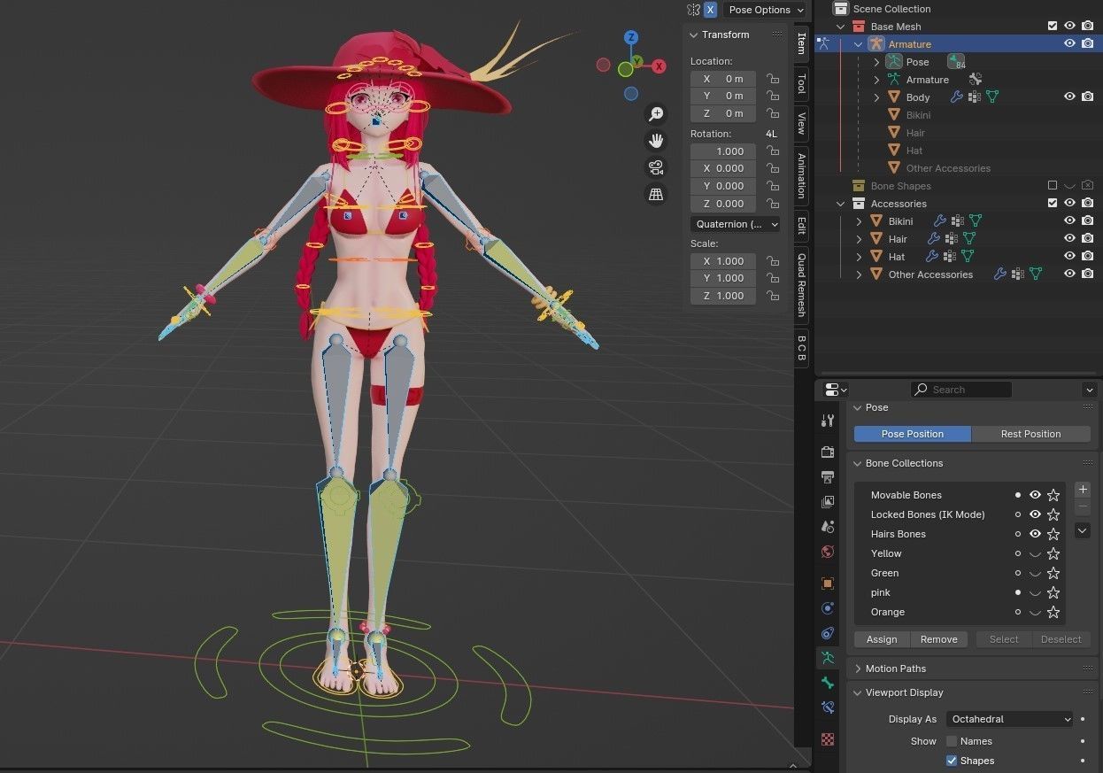 Beach Anime Girl Low-poly 3D model_4