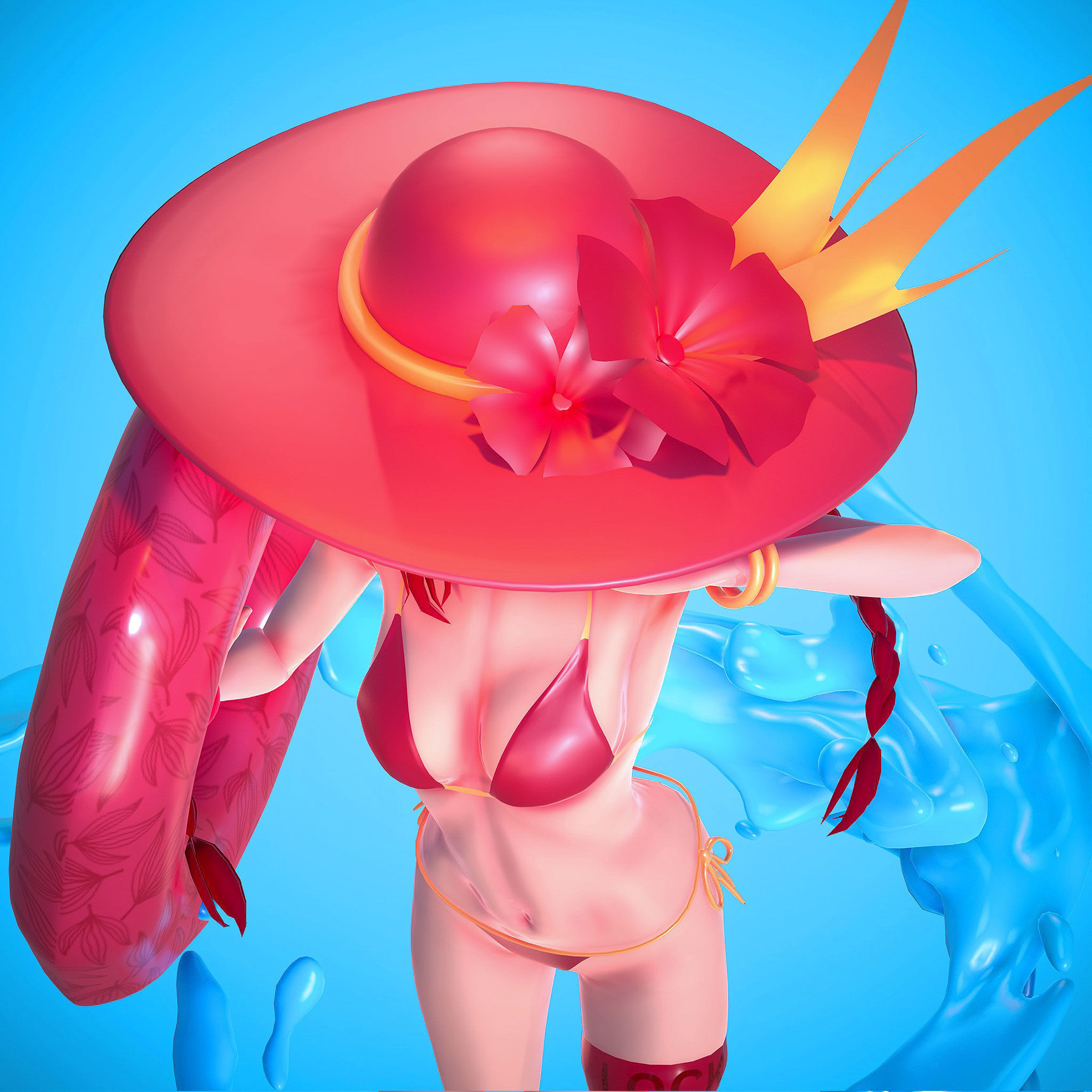 Beach Anime Girl Low-poly 3D model_13